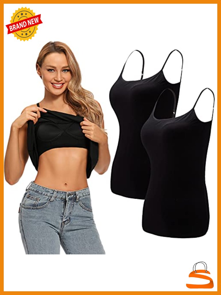Super Soft Modal Tank Top With Built-In Padded Bra - Breathable Camisole
